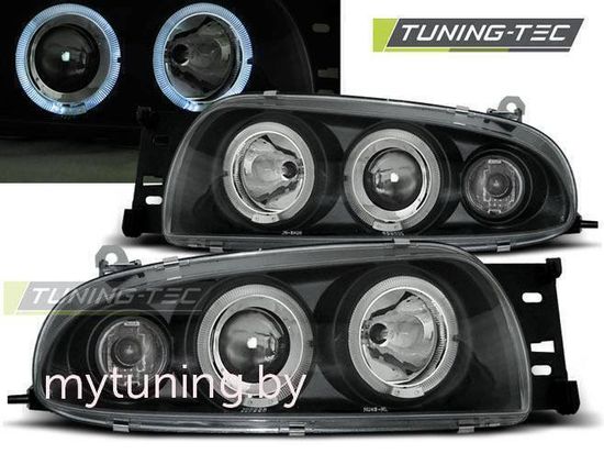 Передние фары Ford Fiesta 4 angel eyes black