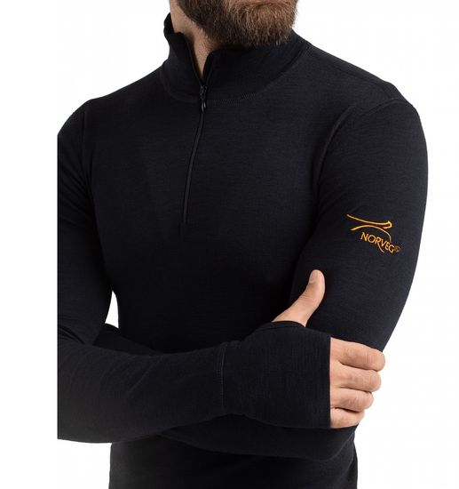 Термобелье мужское свитшот Norveg Hunter (фуфайка) с высоким воротом на молнии , 3U1ZLRU-002 черный