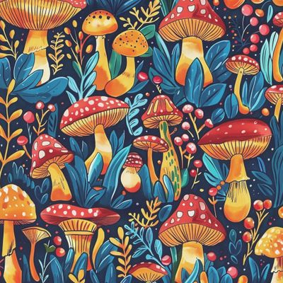 Разноцветные грибы и ягоды