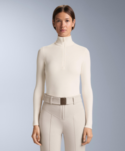 Oysho Термофутболка с застёжкой-молнией на половину длины, экрю