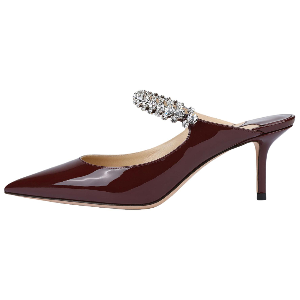 Jimmy Choo Bing 65mm Heeled Mule Burgundy Patent Leather