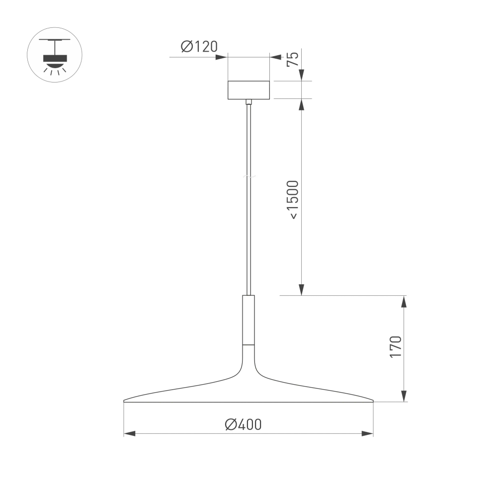 Светильник SP-FIORE-R400-13W Warm3000 (BK, 120 deg, 230V) (Arlight, IP20 Металл, 3 года) 036001