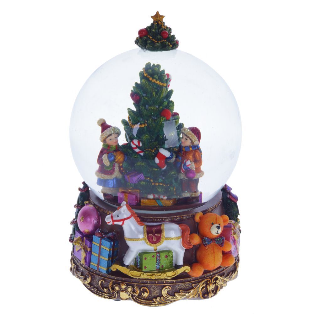 GAEM Фигурка декор в стекл шаре "Елка" (муз с ключ), D 9.5 см, L10,5 W10,5 H16 см