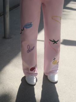 Джинсы с вышивкой (Brunch Basket), светло-розовые