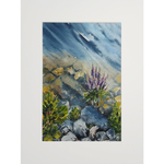 Картина авторская акварельная в паспарту 30х40 см на стену для интерьера "На причале"