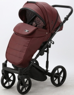 Детская коляска Adamex Rimini Deluxe 3 в 1 RI222 БОРДОВ.КОЖА+ЧЕРН.ОТДЕЛКА