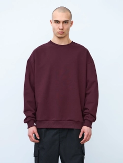 Свитшот оверсайз, с начесом (бордовый)