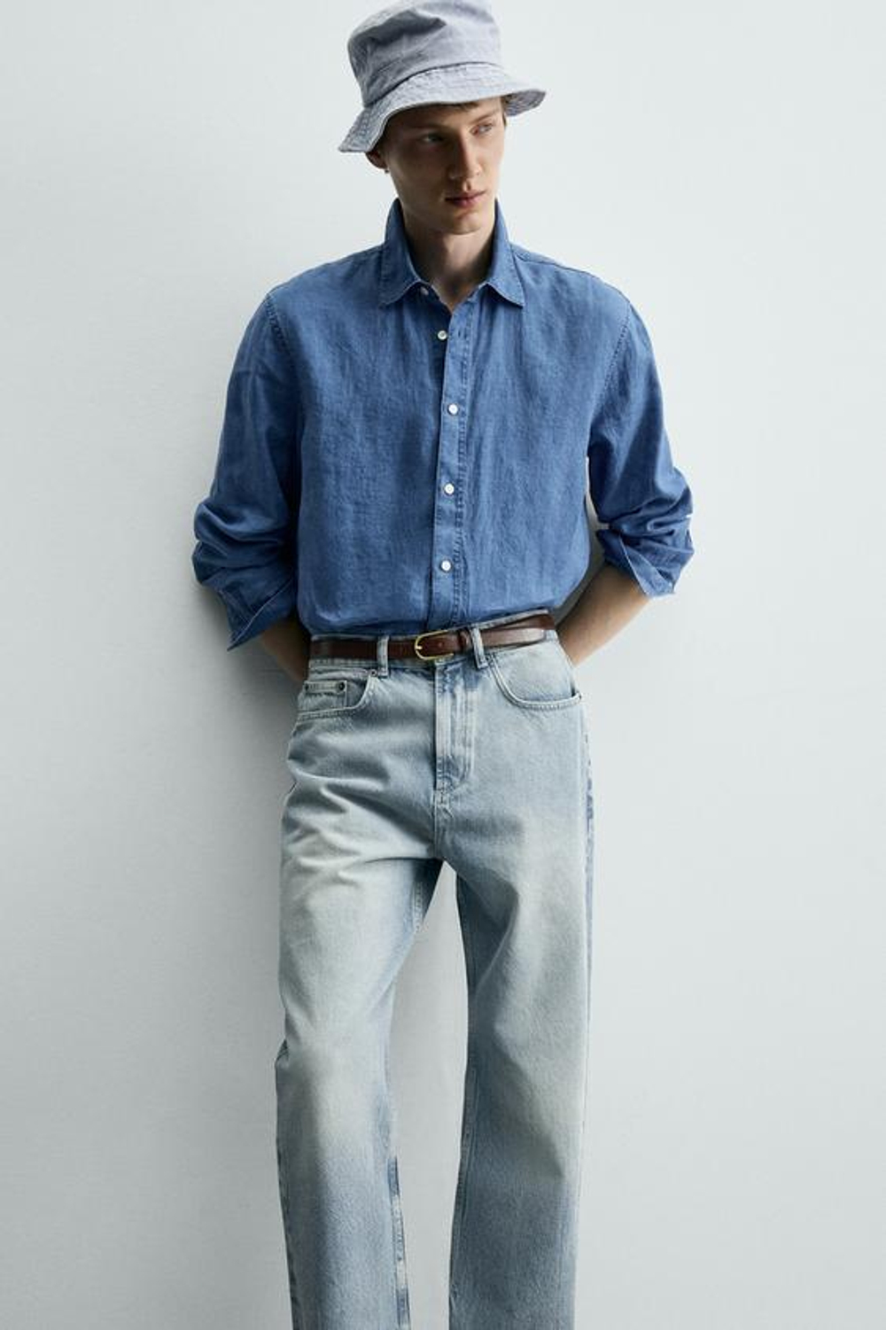 ZARA ДЖИНСЫ STRAIGHT ДЛИНОЙ ДО ЩИКОЛОТКИ, ГОЛУБОЙ