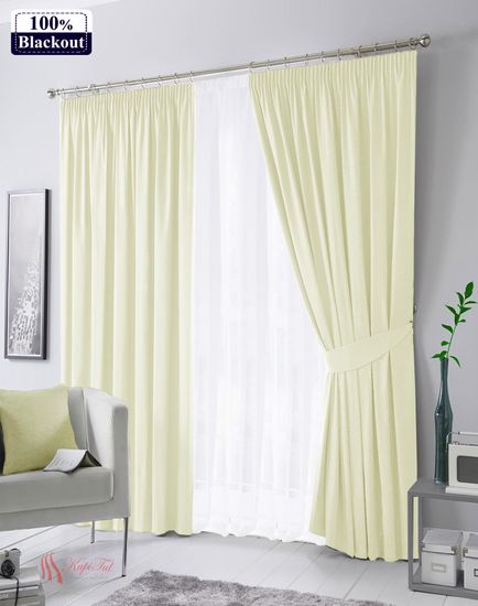 Комплект штор Палермо Blackout 100% (молочный) и Вуаль (белый)