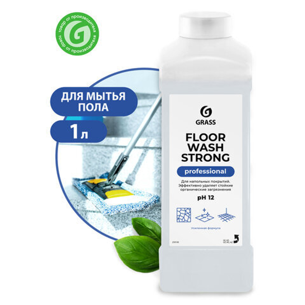 Средство концентрат для машинной и ручной мойки полов 1 л, GRASS FLOOR WASH STRONG, щелочное