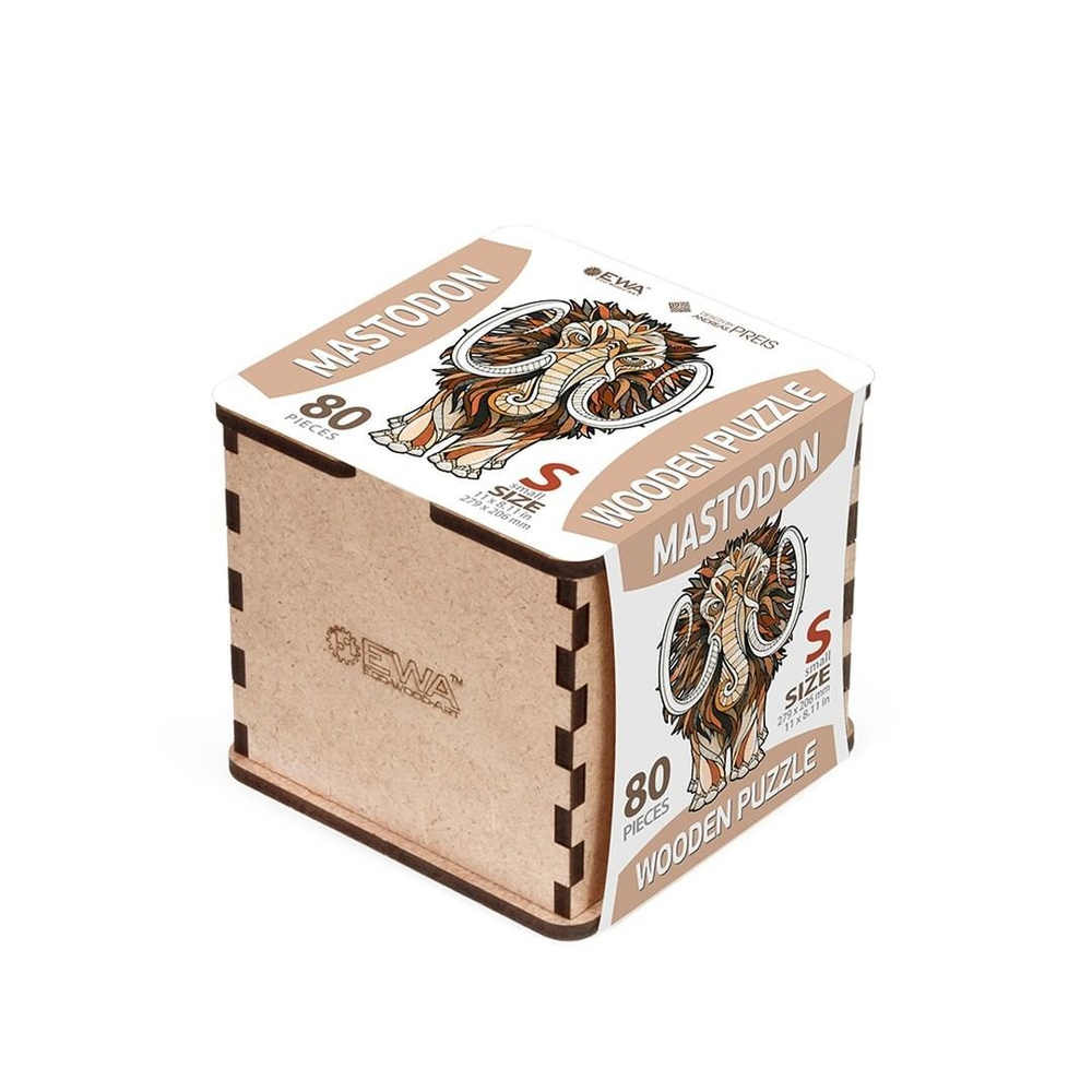 Деревянный, фигурный пазл EWA Мастодон Мамонт S 28x21 см