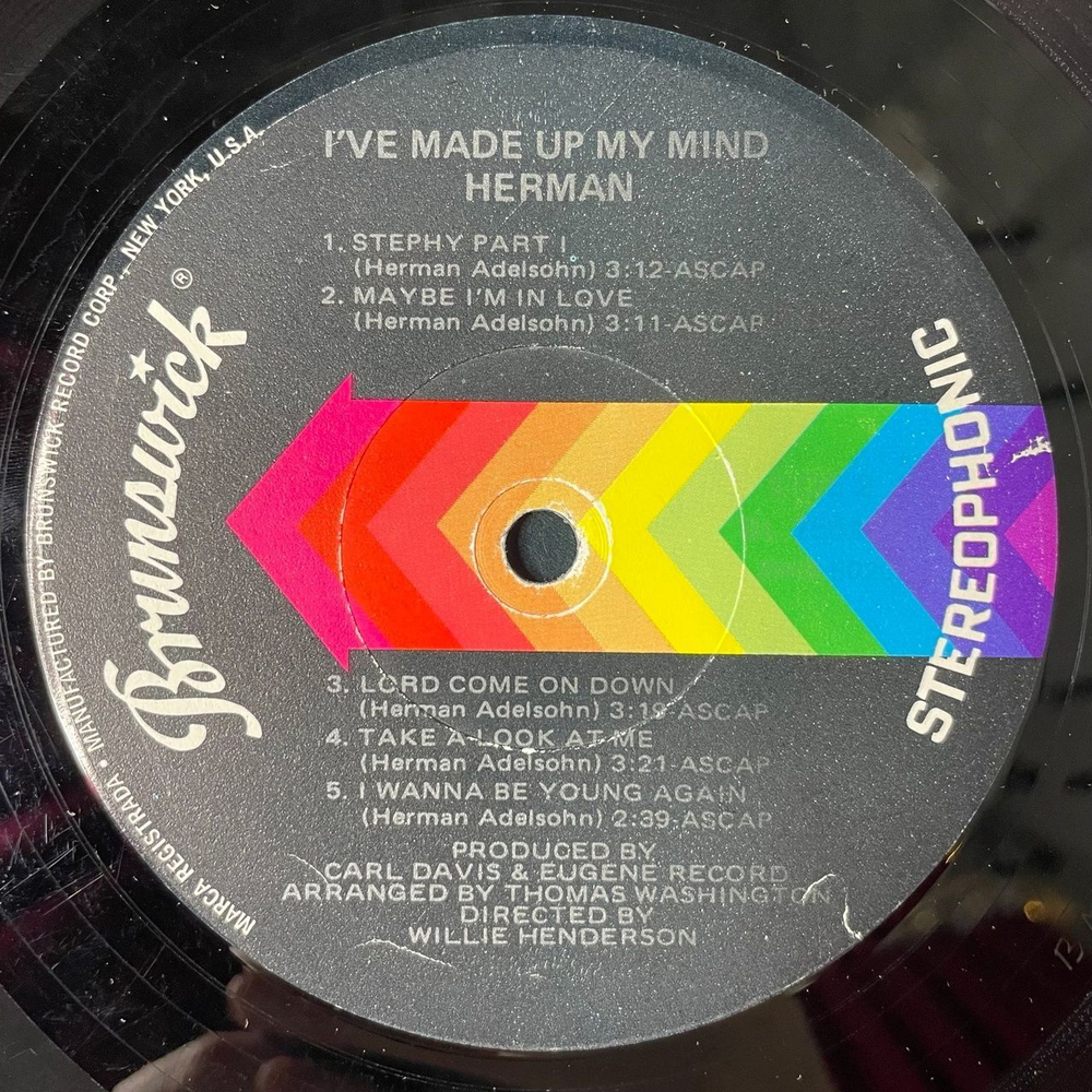 Винтажная виниловая пластинка LP Herman Adelsohn I've Made Up My Mind (USA 1970)