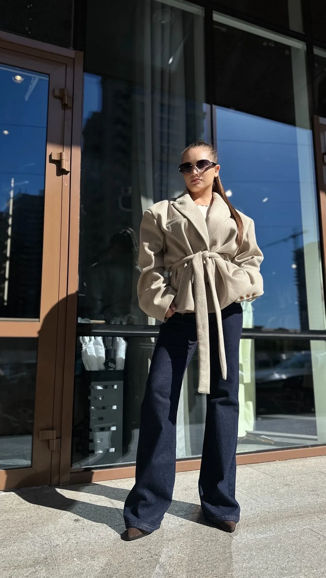 Пальто-пиджак Agdali Brand 0022 укороченное с поясом в комплекте