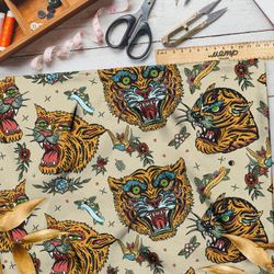 Ткань кулирная гладь опасные тигры