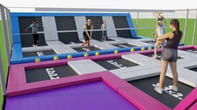 Батутная арена с баскетбольными кольцами (23х9х3.15м)