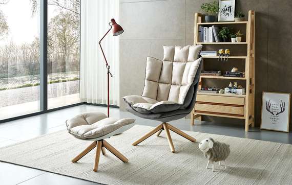 Кресло Husk бежевое с серым | Купить в Hallberg.ru