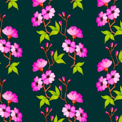 Watercolor flowers seamless pattern