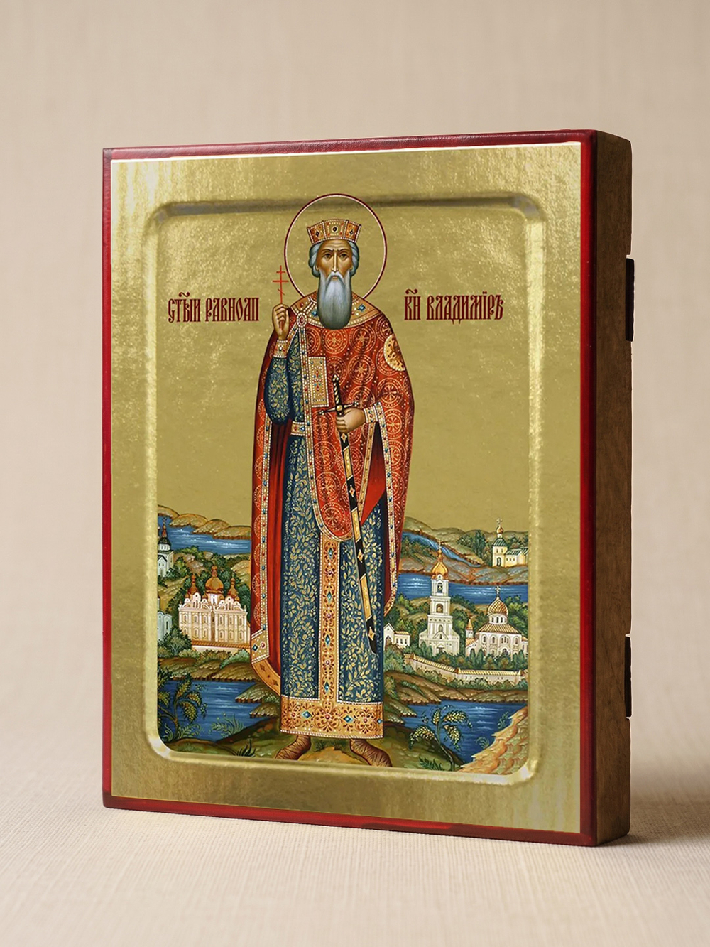 Икона Владимира, князя (ростовая) на дереве: 125 х 160 (Синопсисъ)