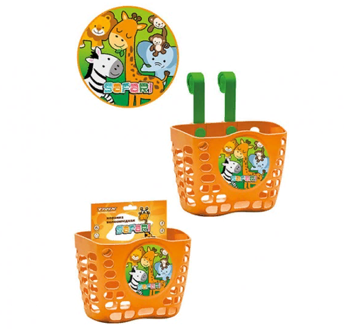 Корзина TRIX Safari детская 12"-16", крепление на руль, 190х125х140мм, пластиковая, оранжевая (50)