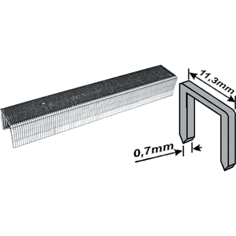 Скобы для степлера закаленные 11,3 мм х 0,7 мм, (узкие тип 53) 10 мм, 1000 шт. MOS 31373М