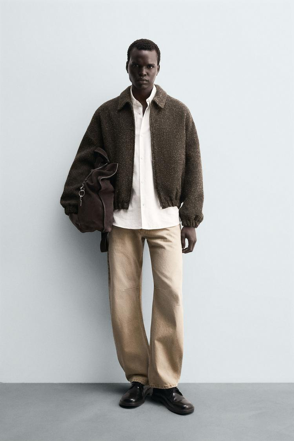 ZARA КУРТКА БУКЛЕ, ТЕМНО-ЗЕЛЕНЫЙ