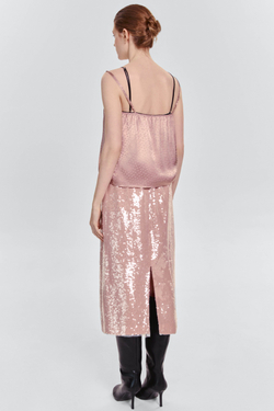 Юбка прямая с пайетками на шифоне