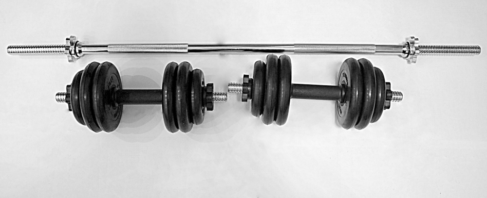 Комплект 2 гантели и гриф прямой общий вес 35 кг арт1