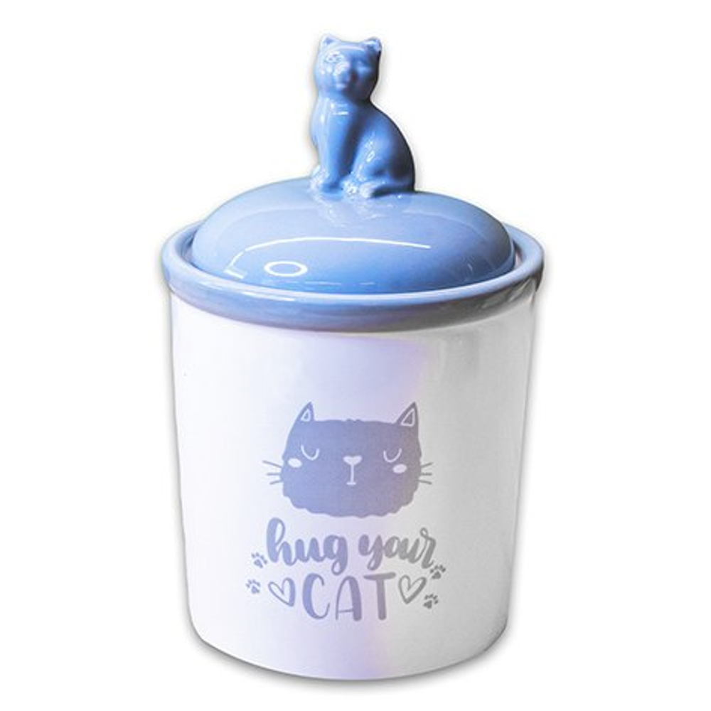Бокс mr.kranch керамический для хранения корма hug your cat 1650 мл бело-серый (34001)