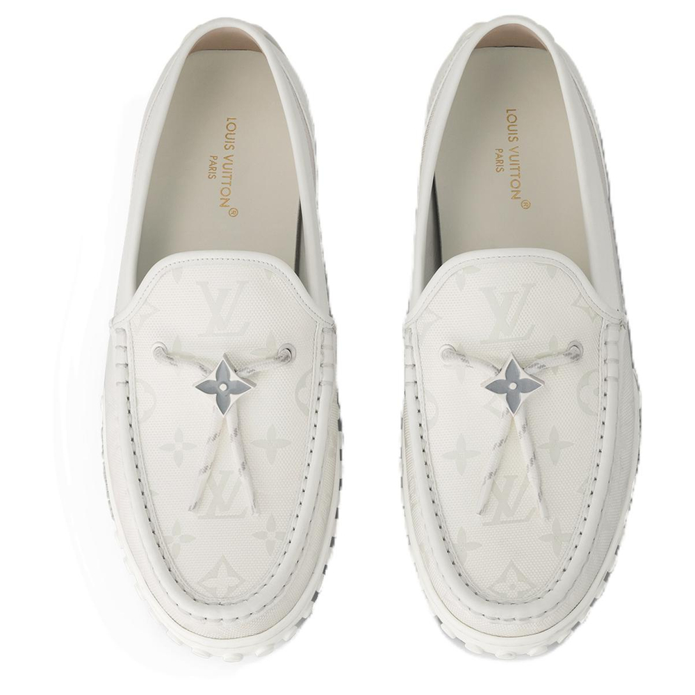 LOUIS VUITTON Racer Moccasins Shoes "White Mesh Monogram"