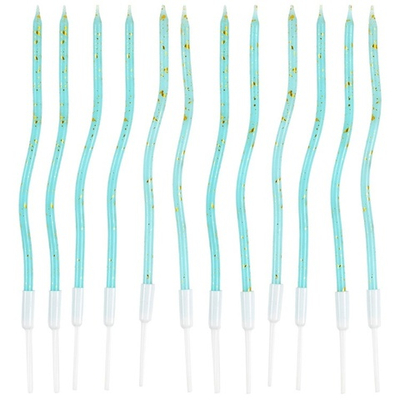 Свечи для торта «Волна Искры» в голубом цвете с подставкой 13 см, 12 шт