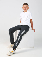 Брюки для мальчиков футер "Супер-1" тёмно-серый, р.122 (Ивашка)