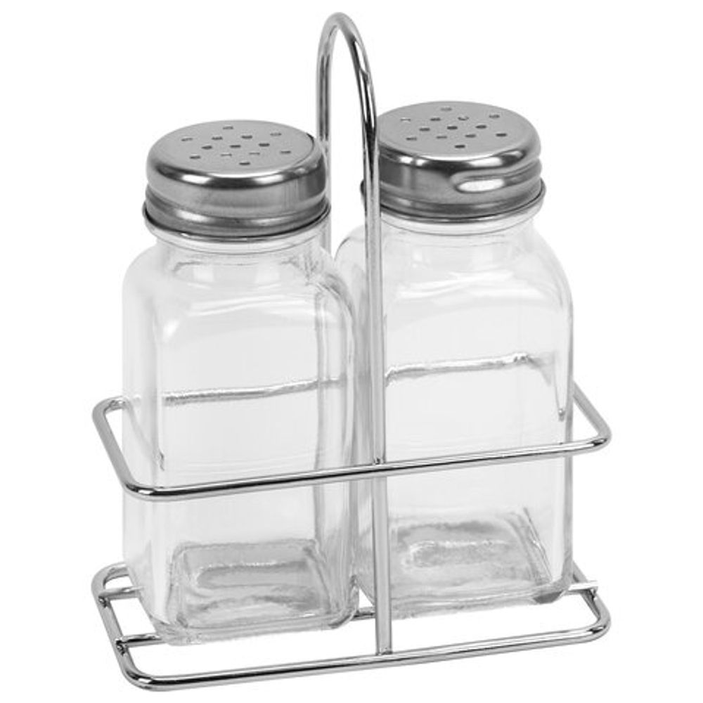 Набор для специй 2х80 мл, CLASSIC, солонка + перечница на подставке, стекло/сталь, WEGLA (ВЕГЛА), 700227