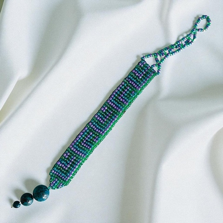 Книжная закладка. Греческий ключ. Бисер и Яшма