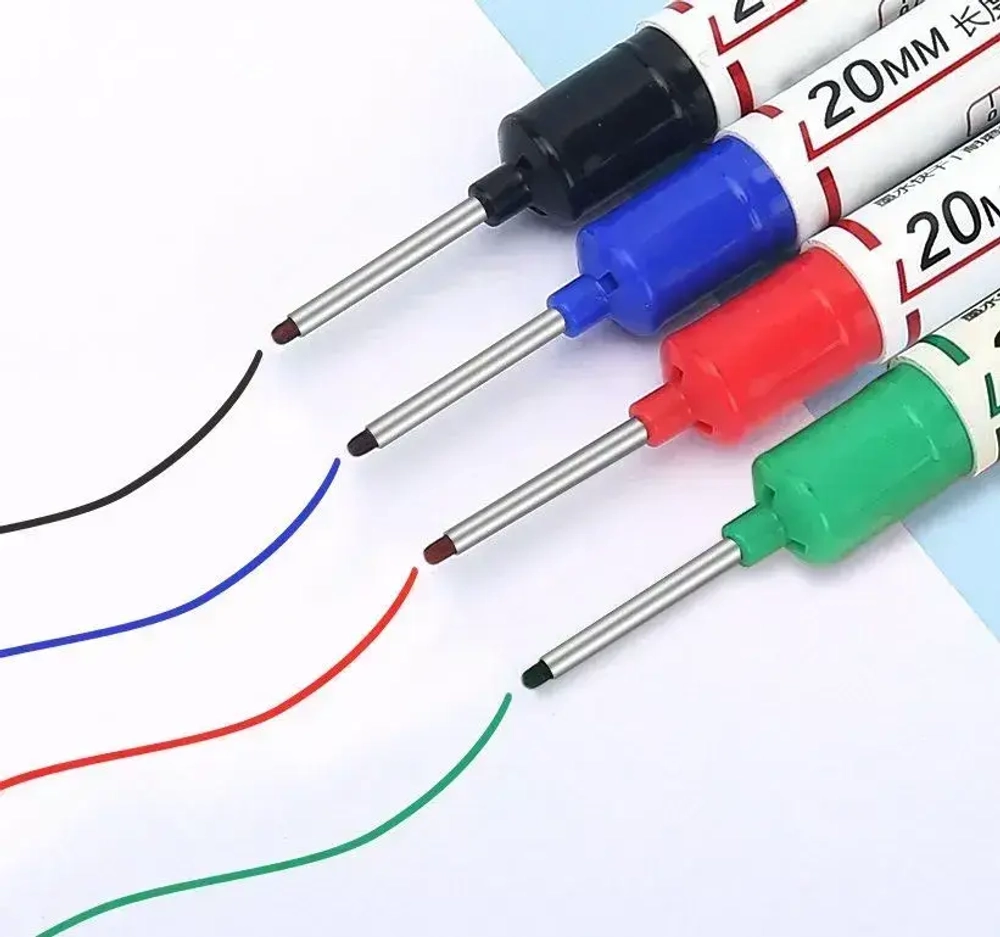 Маркеры строительные тонкие разметочные с длинным наконечником 3 шт (черные)