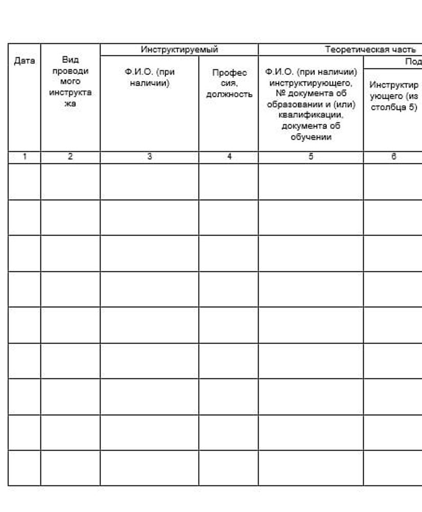 Журнал учета инструктажей по пожарной безопасности