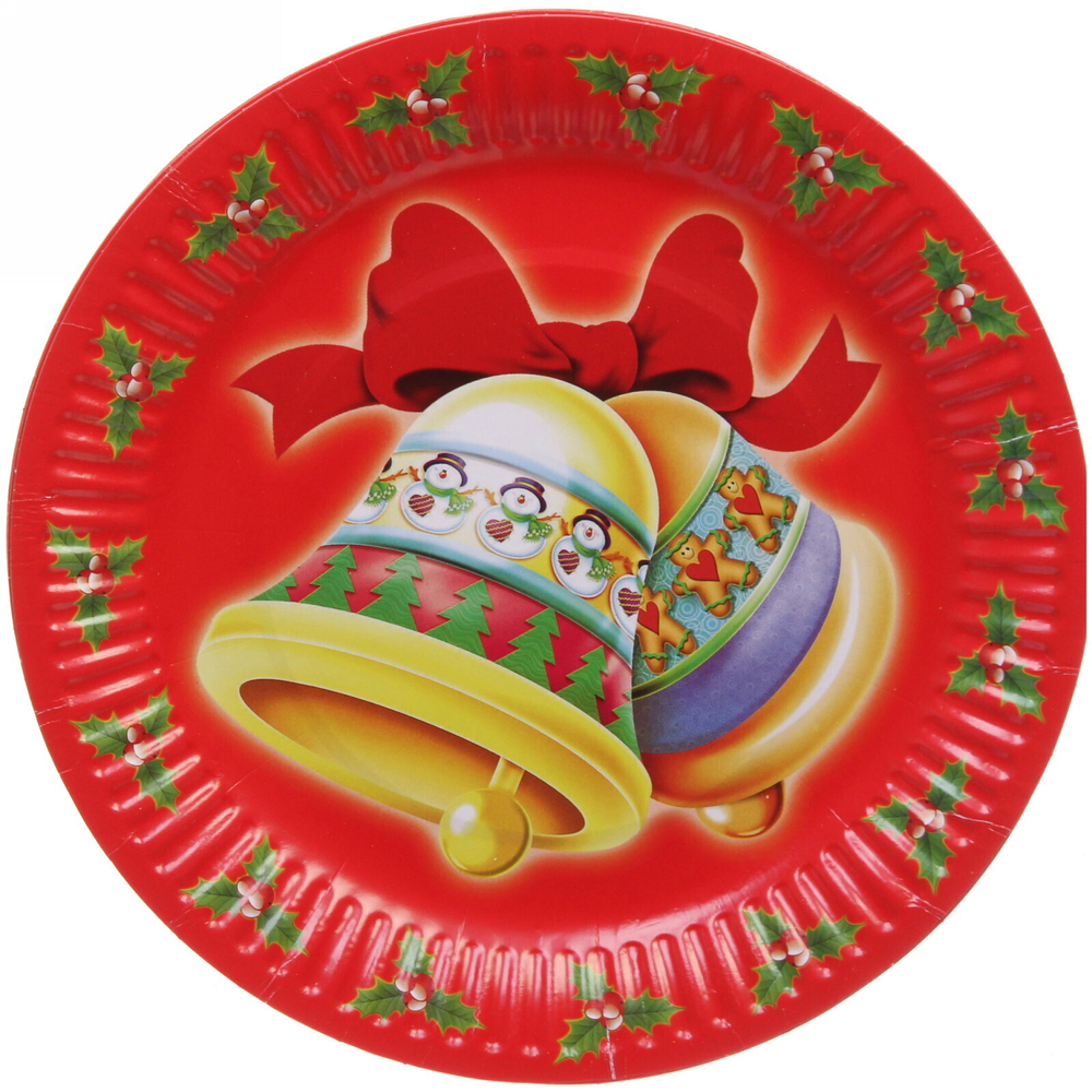 Тарелка бумажная 18 см в наборе 10 шт «Снеговик у ёлки»