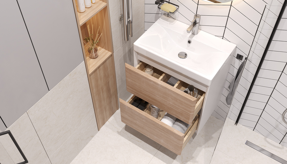 Тумба подвесная VELVEX Gesso 60.2Y белый дуб сонома