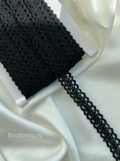 Кружево черное 15 мм хлопок