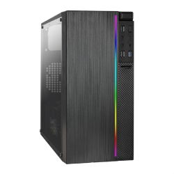Корпус для компьютера Exegate EX283752RUS Корпус Minitower ExeGate mEVO-9301-RGB-600W-12 (mATX, БП 600NPX с вент. 12см, с окном, 2*USB+1*USB3.0, HD аудио, черный с RGB подсветкой)