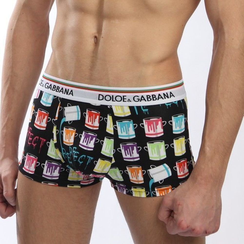 Мужские трусы боксеры т-синий с рисунком "кружки" Dolce Gabbana Colorful Mugs