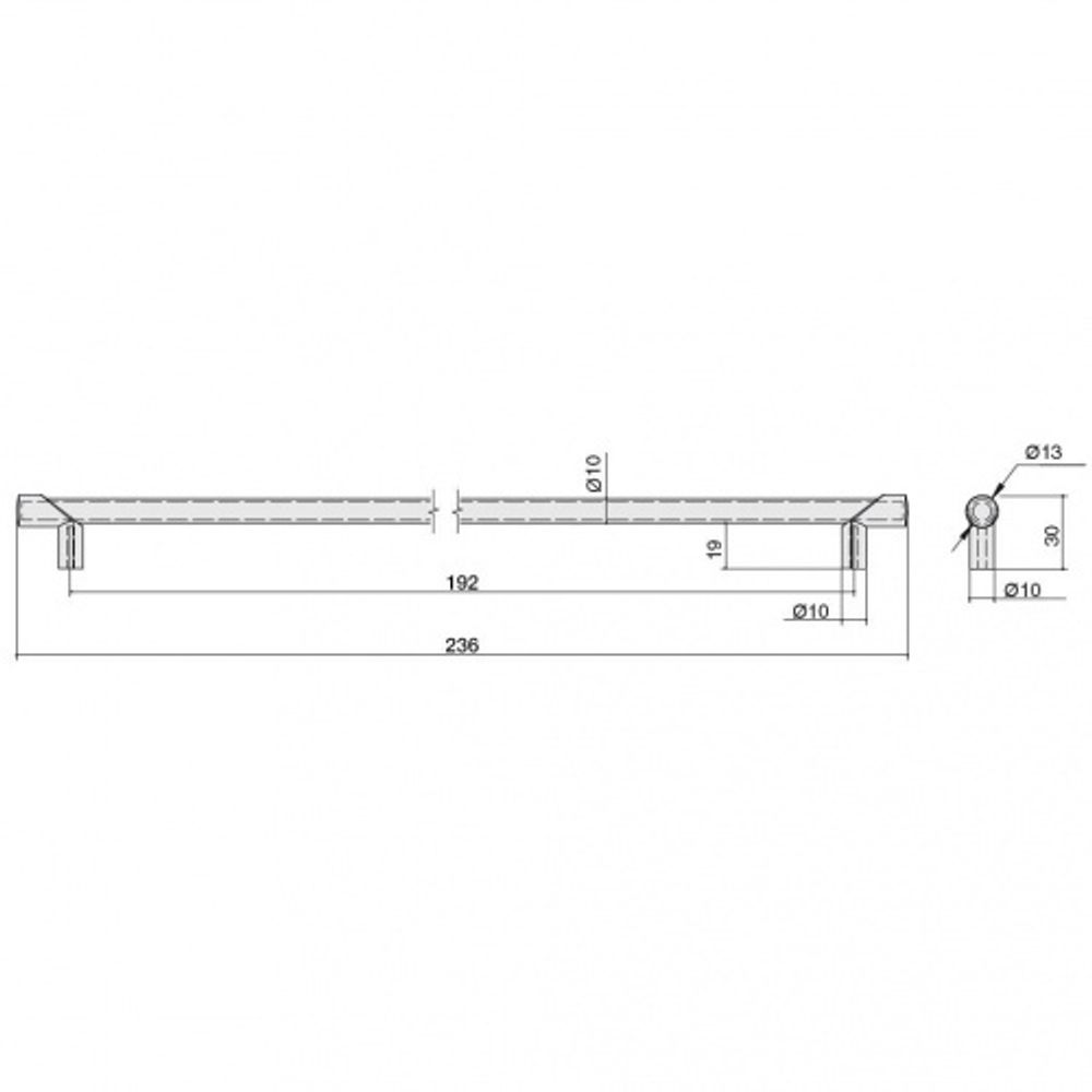 Ручка-скоба 192мм, отделка никель глянец шлифованный