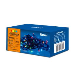 ULD-S1000-100-DGA MULTI IP20 Гирлянда светодиодная. 10м. 100 светодиодов. Разноцветный свет. Провод зеленый. ТМ Uniel