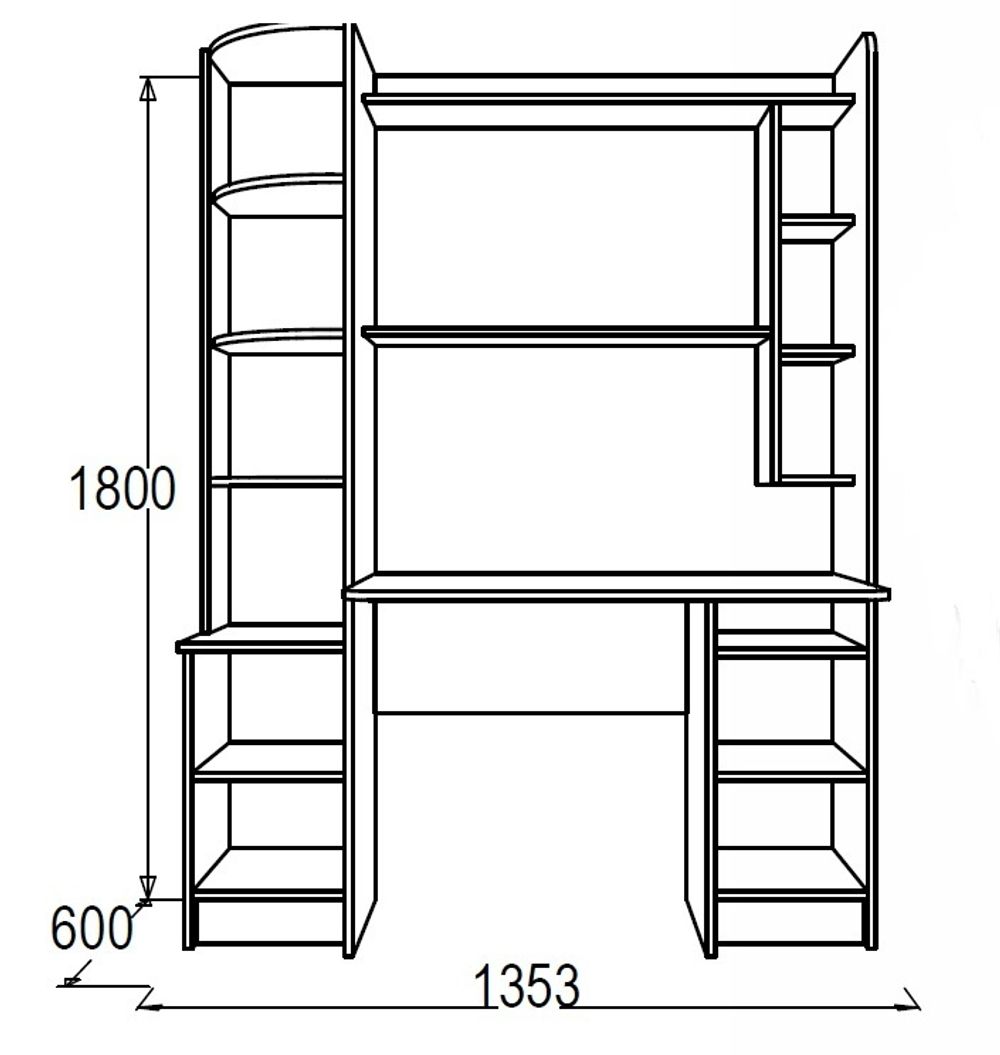 Уголок письменный "Омега 1" (млечный дуб), ЛДСП, Фант-мебель