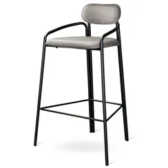 Барный стул Ror, Round, серый велюр