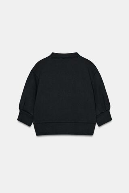 ZARA ОБЪЕМНАЯ УКОРОЧЕННАЯ ТОЛСТОВКА, ЧЕРНЫЙ