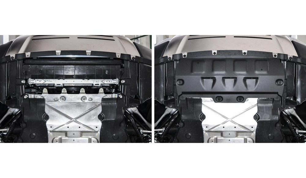 Защита радиатора Rival (черная) для Rolls-Royce Cullinan (V - 6.7) 2018-н.в., штампованная, алюминий 4 мм, с крепежом, 333.2503.1