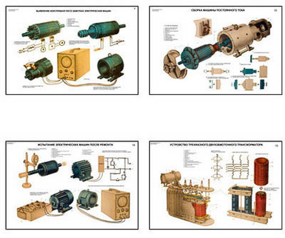 Плакаты ПРОФТЕХ &quot;Ремонт электрических машин и трансформаторов&quot; (20 пл, винил, 70х100)