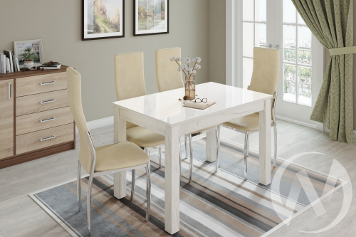 Стол обеденный Норман 1100х700 (дуб крафт белый/лакобель белый)