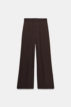 ZARA СВОБОДНЫЕ БРЮКИ С ЗАЩИПАМИ — ZW COLLECTION, КОРИЧНЕВЫЙ