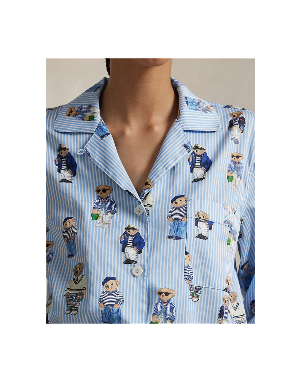 Женский хлопковый пижамный комплект Polo Ralph Lauren с принтом медвежонка Polo Bear